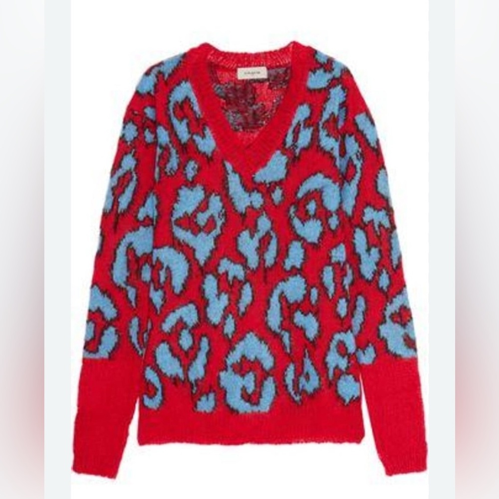 Coach Camo Print Intarsia V Neck Sweater Large - Picture 3 of 8